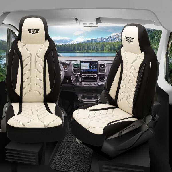 Pilot Wohnmobil Sitzbezüge für Safari Condo Alto (Schwarz-Beige) HERM207