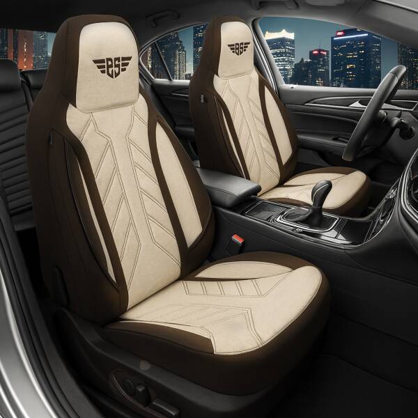 Pilot Sitzbezüge für Nissan Juke 1 ab 2010-2019 (Braun-Beige) HERM210 | Mit ABE