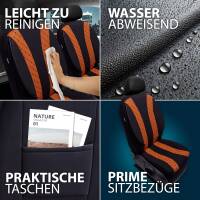 Sitzbezüge für VW Touran 1 ab 2003-2015 (Schwarz-Orange) ZEST305 | Mit ABE