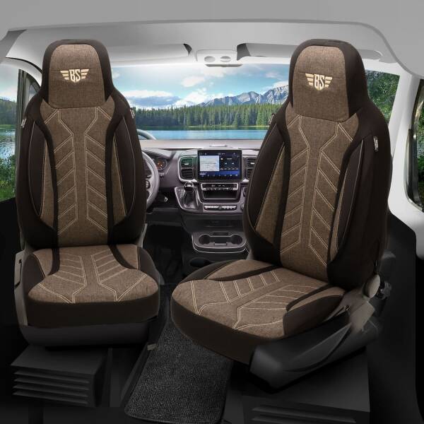 Pilot Wohnmobil Sitzbezüge für Kabe Novum 750 (Schwarz-Braun) HERM212