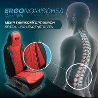 Pilot Wohnmobil Sitzbezüge für Adria Mobil Adriatic Compact (Schwarz-Rot) Leder | Prime APOL502