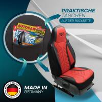 Pilot Wohnmobil Sitzbezüge für Niesmann + Bischoff Arto 4x4 (Schwarz-Rot) Leder | Prime APOL502