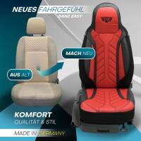 Pilot Wohnmobil Sitzbezüge für Bravia Mobil Aura (Schwarz-Rot) Leder | Prime APOL502