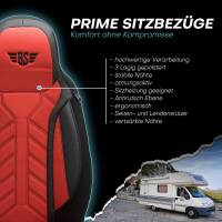 Pilot Wohnmobil Sitzbezüge für Zion 320 (Schwarz-Rot) Leder | Prime APOL502