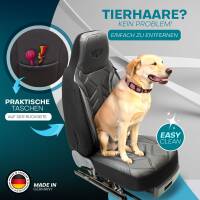 Pilot Wohnmobil Sitzbezüge für Knaus Tabbert Camper Van California 630 (Schwarz-Anthrazit) Leder APOL504