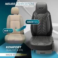 Pilot Wohnmobil Sitzbezüge für Frankia Charisma C 700 (Schwarz-Anthrazit) Leder | Prime APOL504