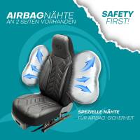 Pilot Wohnmobil Sitzbezüge für Pilote Glamys 640 (Schwarz-Anthrazit) Leder | Prime APOL504