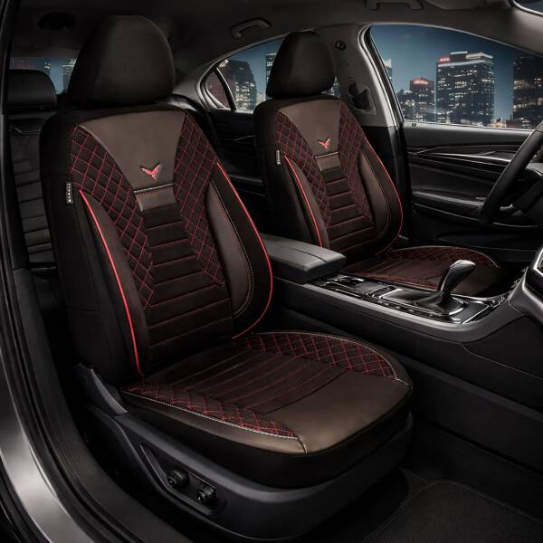 Sitzbezüge für Kia Sorento 2 XM ab 2009-2015 in (Schwarz-Rot) JOLT802 | Mit ABE