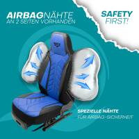 Pilot Wohnmobil Sitzbezüge für Carthago c-tourer integral (Schwarz-Blau) Leder | Prime APOL506