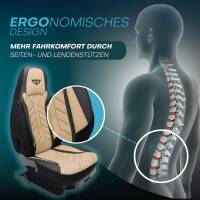 Pilot Sitzbezüge für Mercedes E Klasse W211 S211 ab 2002-2009 (Schwarz-Beige) APOL507 | Mit ABE