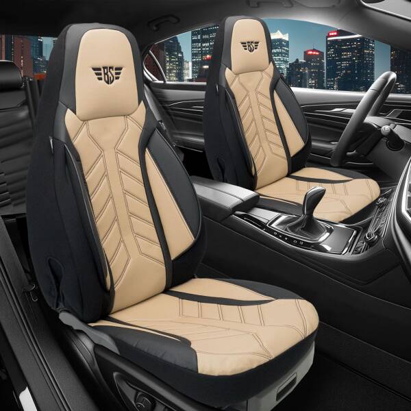 Pilot Sitzbezüge für Hyundai Santa Fe SM ab 2001-2006 (Schwarz-Beige) APOL507
