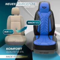 Pilot Wohnmobil Sitzbezüge für Winnebago Polaris (Schwarz-Beige) Leder | Prime APOL507