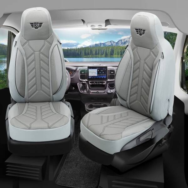 Pilot Wohnmobil Sitzbezüge für Bürstner Camper Van California Coast XL (Grau) Leder | Prime APOL508