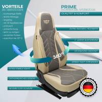 Pilot Wohnmobil Sitzbezüge für Niesmann + Bischoff Dometic Flair Supreme (Grau-Beige) Leder | Prime APOL509