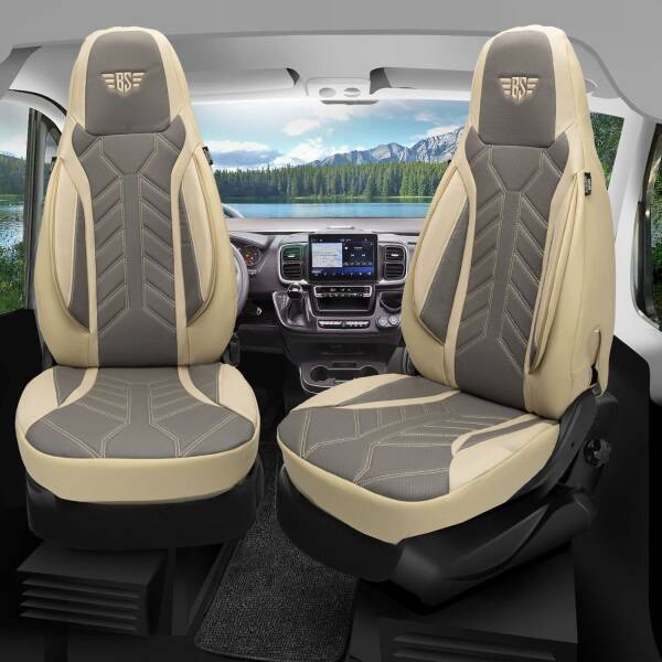 Pilot Wohnmobil Sitzbezüge für Dreamer D53 (Grau-Beige) Leder | Prime APOL509