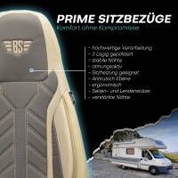 Pilot Wohnmobil Sitzbezüge für Extremmobil X-Line 4X4 (Grau-Beige) Leder | Prime APOL509