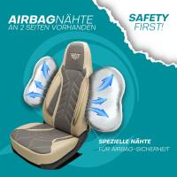 Pilot Wohnmobil Sitzbezüge für Laika Cristello Van (Grau-Beige) Leder APOL509