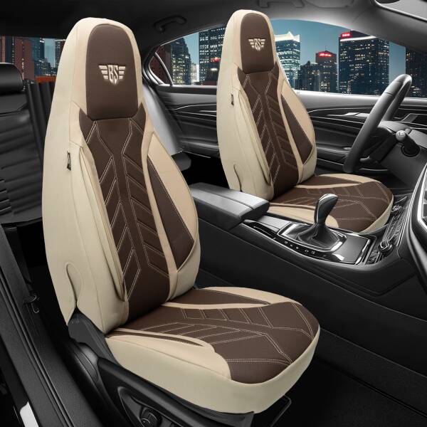 Pilot Sitzbezüge für Land Rover Defender 1 ab 11490-2016 (Beige-Braun) APOL510 | Mit ABE
