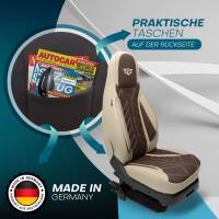 Pilot Wohnmobil Sitzbezüge für Carthago c-tourer luxury line (Beige-Braun) Leder | Prime APOL510