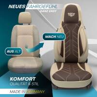 Pilot Wohnmobil Sitzbezüge für Pleasure-Way Ultimate (Beige-Braun) Leder | Prime APOL510