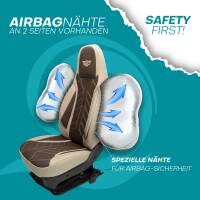 Pilot Wohnmobil Sitzbezüge für Ponseele V650 (Beige-Braun) Leder | Prime APOL510