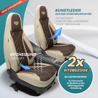 Pilot Wohnmobil Sitzbezüge für Vanguard  3500 (Beige-Braun) Leder | Prime APOL510