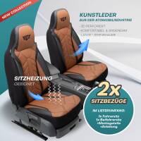 Pilot Wohnmobil Sitzbezüge für Bürstner Passat 650 LK (Schwarz-Braun) Leder | Prime APOL511