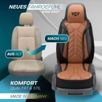 Pilot Wohnmobil Sitzbezüge für Airstream International Touring 33FT (Schwarz-Braun) Leder | Prime APOL511