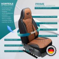 Pilot Wohnmobil Sitzbezüge für Fleetwood Enterprises E-Traveler Westfalia (Schwarz-Braun) Leder | Prime APOL511