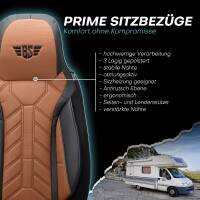 Pilot Wohnmobil Sitzbezüge für Kabe Crown 810 (Schwarz-Braun) Leder APOL511