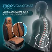 Pilot Wohnmobil Sitzbezüge für ZhongXing  R11 (Schwarz-Braun) Leder | Prime APOL511