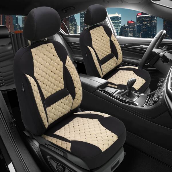 Sitzbezüge für Ford S-Max 2 ab 2015 in (Schwarz-Beige) AION105 | Mit ABE