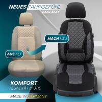 Sitzbezüge für Kia Sorento 1 JC ab 2002-2009 in (Schwarz-Grau) AION109 | Mit ABE