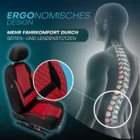 Sitzbezüge für Peugeot 206 206+ ab 1998-2012 in (Schwarz-Rot) AION102 | Mit ABE