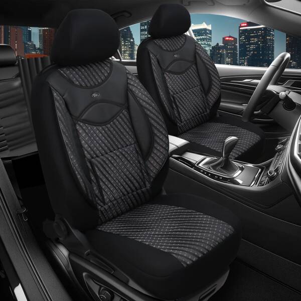 Sitzbezüge für Audi Q5 8R ab 2008-2016 (Schwarz-Grau) HEST115 | Mit ABE