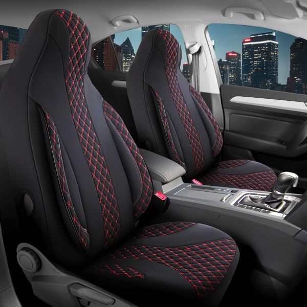 Pilot Sitzbezüge für Renault Twingo 3 ab 2014 (Schwarz-Rot) ZARA402 | Mit ABE