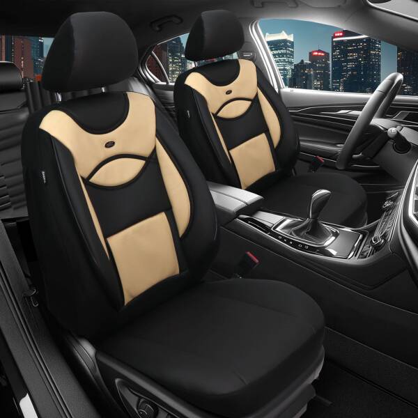 Sitzbezüge für Mercedes E Klasse W210 S210 ab 1995-2003 (Schwarz- Beige) ARTE107