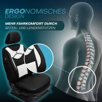 Sitzbezüge für Dacia Logan 1. Gen. ab 2004-2013 (Schwarz-Weiß) ARTE108 | Mit ABE