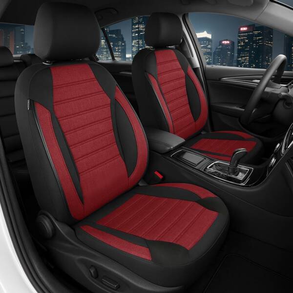 Sitzbezüge für Dacia Sandero 2 ab 2012-2020 (Schwarz-Rot) ATHN102 | Mit ABE