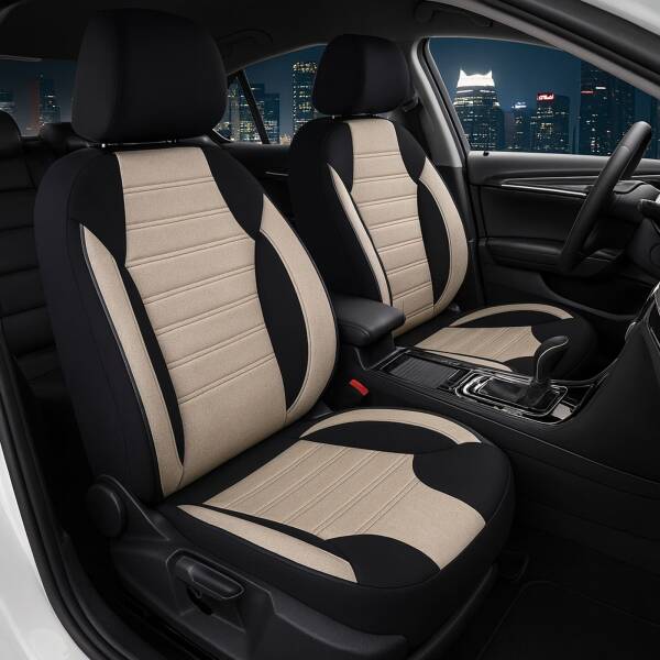 Sitzbezüge für Citroen C4 Cactus 2 ab 2018 (Schwarz-Beige) ATHN105 | Mit ABE