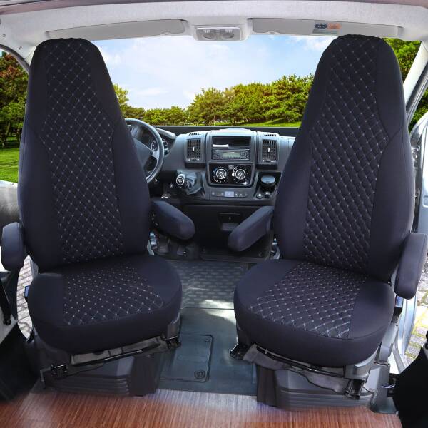 Pilot Wohnmobil Sitzbezüge für Fiat Van (Schwarz-Blau) POSE706