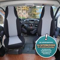 Pilot Wohnmobil Sitzbezüge für Giottiline Challenger 1200 (Schwarz-Grau) POSE701