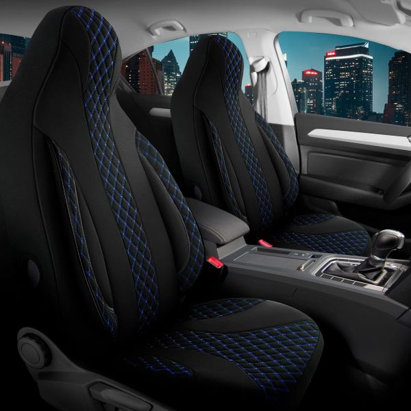 Pilot Sitzbezüge für Citroen C4 Grand Picasso ab 2013 (Schwarz-Blau) ZARA406 | Mit ABE