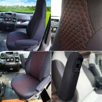 Pilot Wohnmobil Sitzbezüge für Granduca 216 Integriert (Schwarz-Rot) POSE702