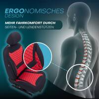 Sitzbezüge für Mercedes M Klasse W164 ab 2005-2011 (Schwarz-Rot) HEPH2 | Mit ABE