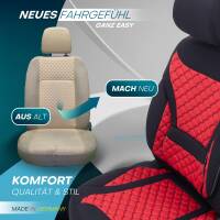 Sitzbezüge für Opel Vivaro A ab 2001-2014 (Schwarz-Rot) HEPH2