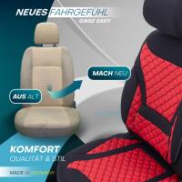 Sitzbezüge für Jaguar XJ X351 ab 2009 (Schwarz-Rot) HEPH2 | Mit ABE