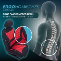 Sitzbezüge für BMW 5er E60 & E61 ab 2003-2010 (Schwarz-Rot) HEPH2 | Mit ABE