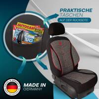 Prime Sitzbezüge für Renault Trafic 2 ab 2001-2014 (Schwarz-Rot) MT2 | Mit ABE