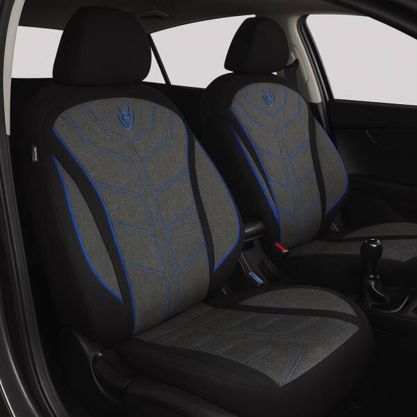 Prime Sitzbezüge für Peugeot 3008 1 ab 2009-2016 (Schwarz-Blau) MT3 | Mit ABE